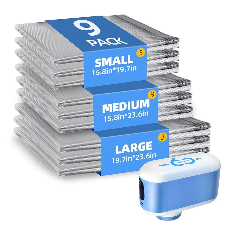 Free ShippingTravel Vacuum Bags with pump, 9 Pack Vacuum Storage Bags with Powerful -60KPa Suction and Rechargeable Smart Displ
Free ShippingTravel Vacuum Bags with pump, 9 Pack Vacuum Storage Bags with Powerful -60KPa Suction and Rechargeable Smart Displ