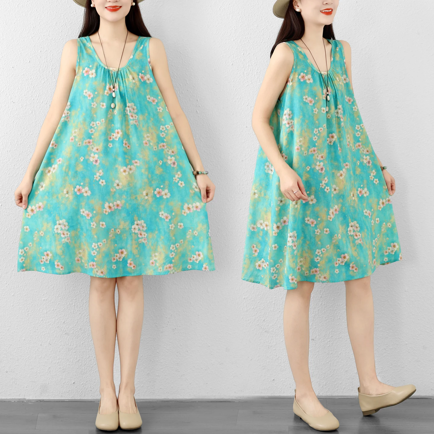 Summer Loose Cotton Linen Print Dress round Neck Sleeveless A-Line Skirt Large Size Women's Clothing Artistic Style Citywalk
Summer Loose Cotton Linen Print Dress round Neck Sleeveless A-Line Skirt Large Size Women's Clothing Artistic Style Citywalk