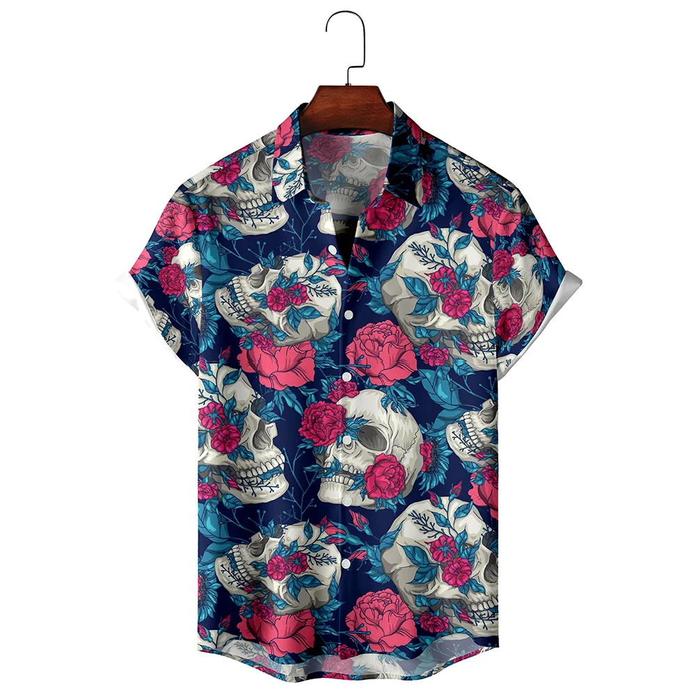 Skull Flower Print Men Women Summer Pattern Button Short Sleeve Shirt Fashion Seaside Beach Lapel Top
Skull Flower Print Men Women Summer Pattern Button Short Sleeve Shirt Fashion Seaside Beach Lapel Top