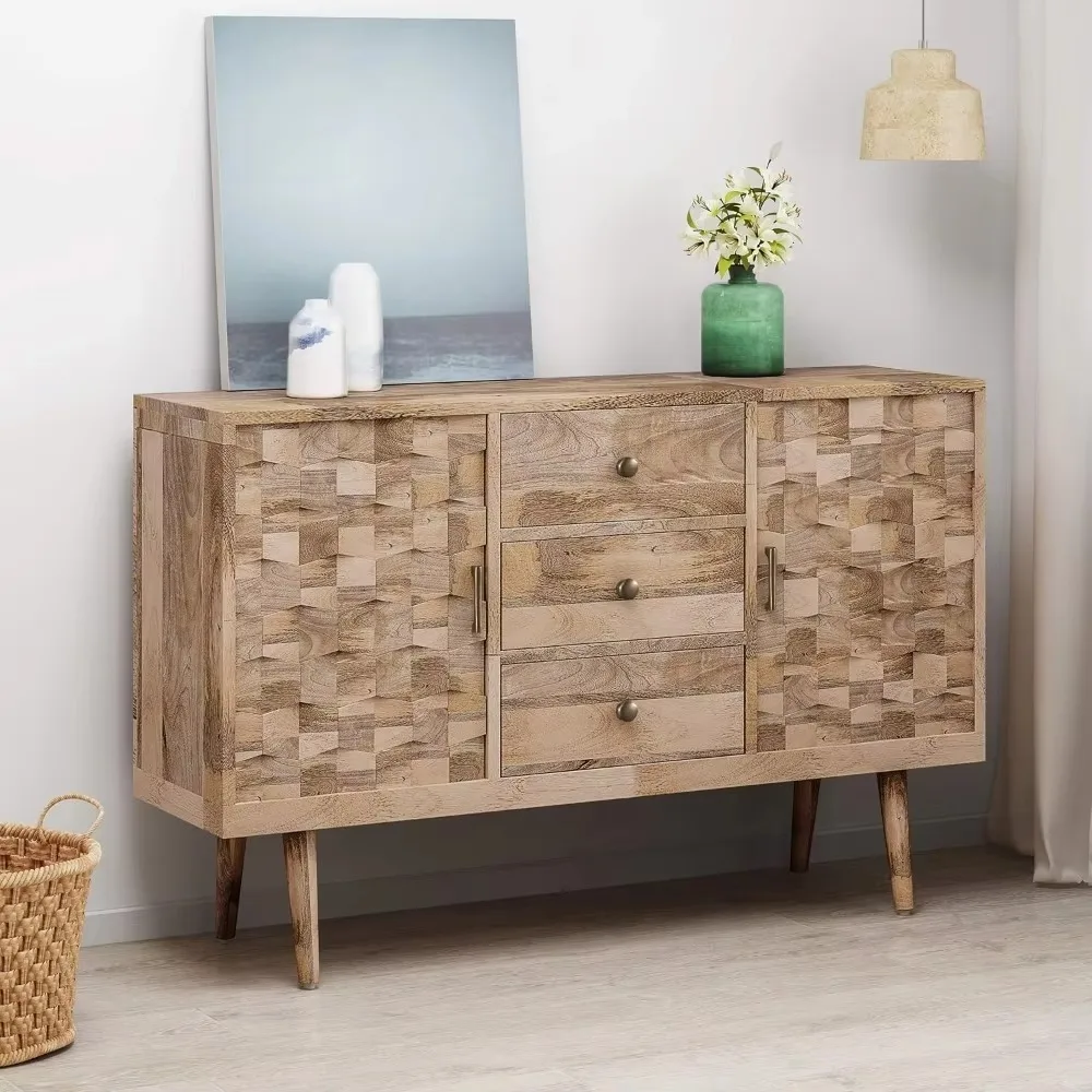 Medieval Modern Mango Wood 3 Drawer Sideboard with 2 Doors, 16"D x 56"W x 36"H
Medieval Modern Mango Wood 3 Drawer Sideboard with 2 Doors, 16"D x 56"W x 36"H