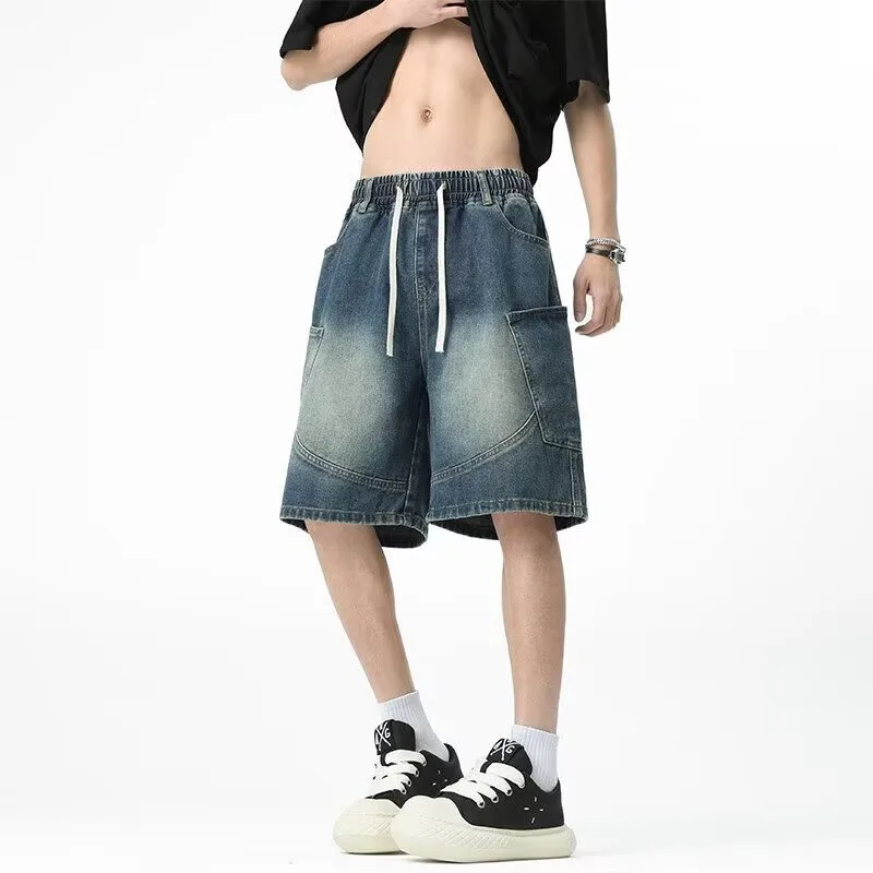 American Retro Men's Wide Leg Denim Shorts Summer Loose Elastic Waist Multi-Pocket Workwear Five-Quarter Pants Versatile Jeans
American Retro Men's Wide Leg Denim Shorts Summer Loose Elastic Waist Multi-Pocket Workwear Five-Quarter Pants Versatile Jeans