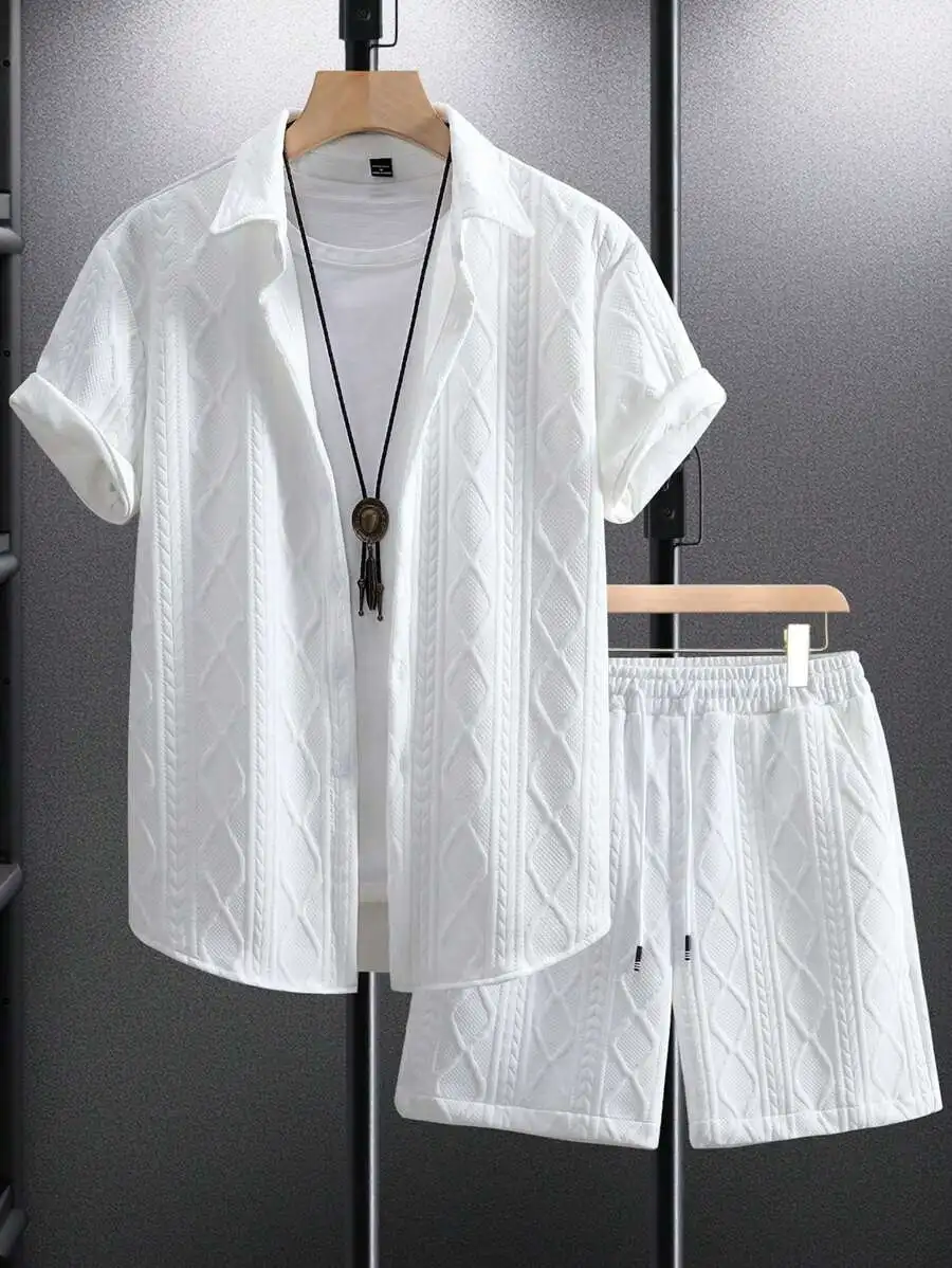 Manfinity Homme Men's Vacation Casual Style, INS Matched With A Fashionable Short-Sleeve Shirt And Shorts Set, Hawaiian Beach
Manfinity Homme Men's Vacation Casual Style, INS Matched With A Fashionable Short-Sleeve Shirt And Shorts Set, Hawaiian Beach