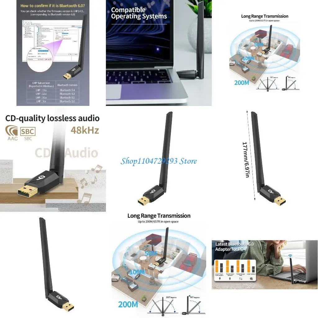 Y2GD 2Mode BLE EDR Bluetooth-compatible USB Dongle for Desktop PC Device Connectivities