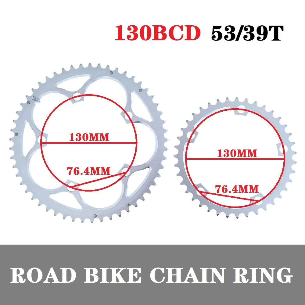 130BCD 53/39T Road Bike Chainring Silver Chainwheel Folding Bicycle Sprocket Aluminum MTB Parts 3/32"
130BCD 53/39T Road Bike Chainring Silver Chainwheel Folding Bicycle Sprocket Aluminum MTB Parts 3/32"