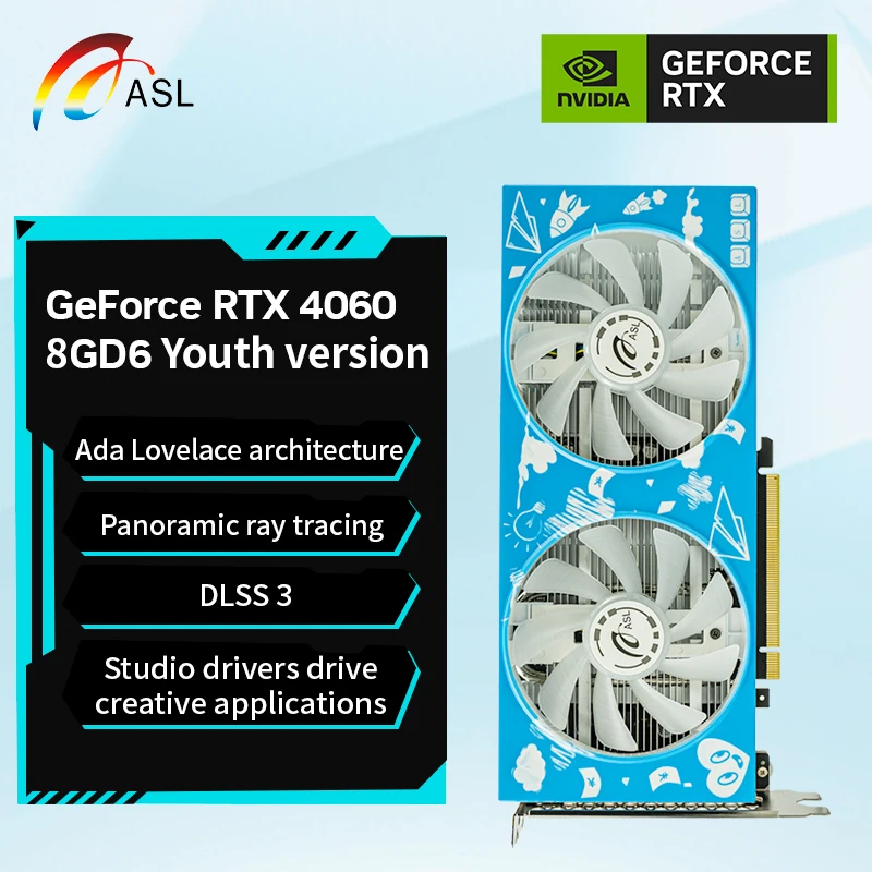 ASL NVIDIA GeForce RTX 4060 8 ГБ GDDR6 128 бит PCI-E 4.0 DLSS 3 HDMI-совместимая DP синяя игровая видеокарта Видеокарта для ПК
ASL NVIDIA GeForce RTX 4060 8 ГБ GDDR6 128 бит PCI-E 4.0 DLSS 3 HDMI-совместимая DP синяя игровая видеокарта Видеокарта для ПК