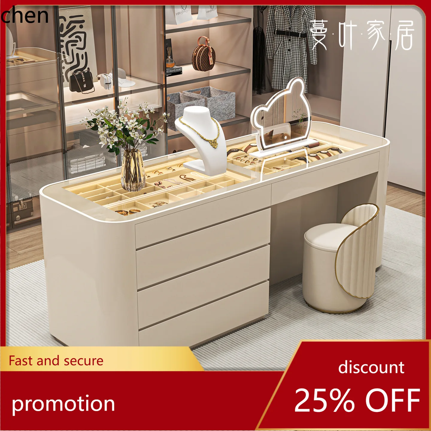 HT Cloakroom Center Island Solid Wood Floor-standing Jewelry Cabinet Dressing Table Storage Integrated Cabinet New Model
HT Cloakroom Center Island Solid Wood Floor-standing Jewelry Cabinet Dressing Table Storage Integrated Cabinet New Model
