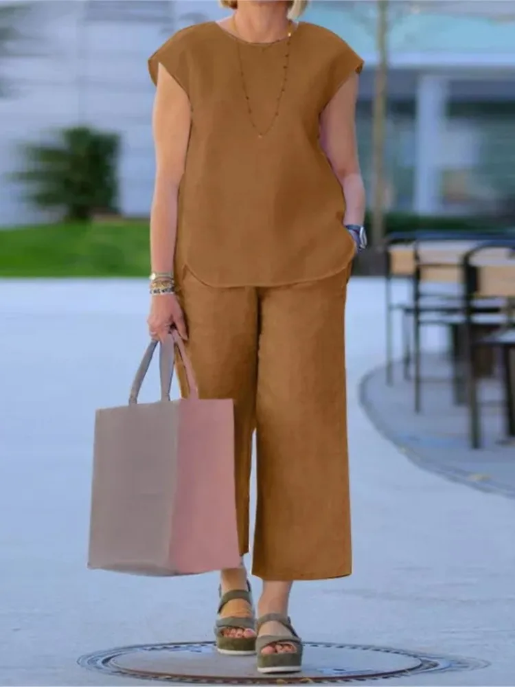 For Women Casual O-neck Sleeveless Vest Long Pants 2 Piece Sets Summer Fashion Top + Wide Leg Pant Set Elegant Office Pants Set
For Women Casual O-neck Sleeveless Vest Long Pants 2 Piece Sets Summer Fashion Top + Wide Leg Pant Set Elegant Office Pants Set