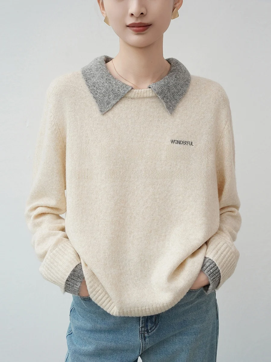 XALI Refreing Vitali Loose Knitted Sweater Women's Spring Autumn Color Blo Collar Stand Collar Fake Two-Piece Top
XALI Refreing Vitali Loose Knitted Sweater Women's Spring Autumn Color Blo Collar Stand Collar Fake Two-Piece Top