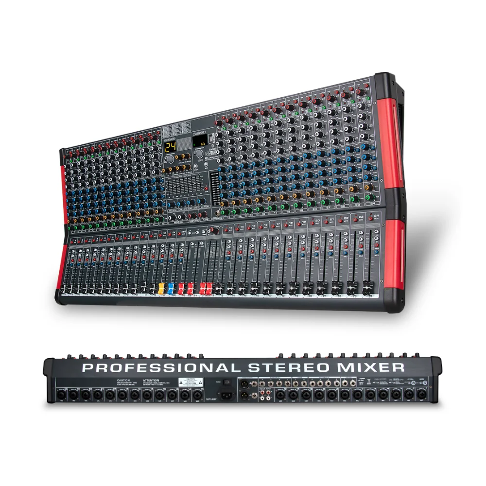 Professional Stage DJ Mixing Console 24DSP Effect Reverb Recording Sound Card 24 Channel USB Audio Mixer
Professional Stage DJ Mixing Console 24DSP Effect Reverb Recording Sound Card 24 Channel USB Audio Mixer