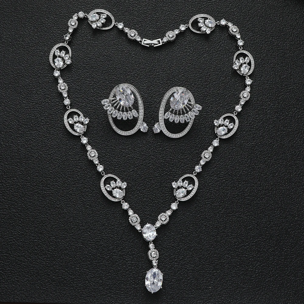 Luxury Geometric Fan-shaped Ellipse Square Cubic Zircon Engagement Dubai Bridal Necklace Stud Earring Jewelry Set S470
Luxury Geometric Fan-shaped Ellipse Square Cubic Zircon Engagement Dubai Bridal Necklace Stud Earring Jewelry Set S470