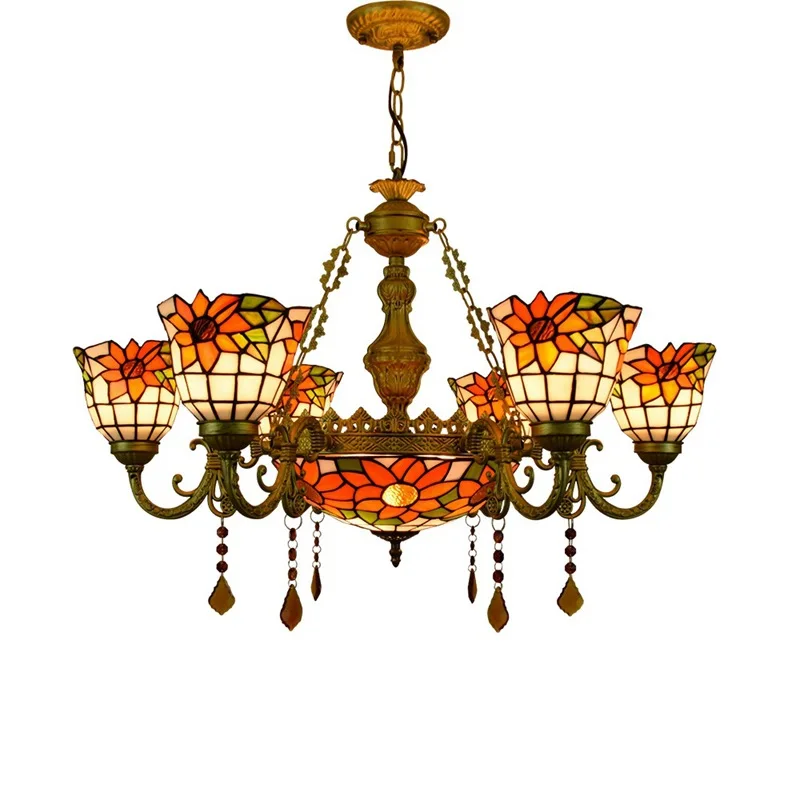 Stained glass Mediterranean pastoral retro living room glazed chandelier, American restaurant bar lighting
Stained glass Mediterranean pastoral retro living room glazed chandelier, American restaurant bar lighting