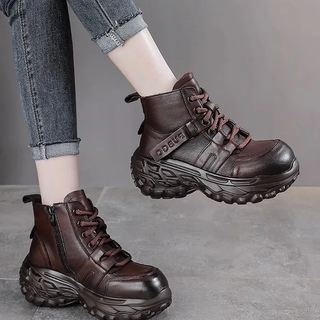 Women's Boots Thick Bottom Head Layer Cowhide High Top Boots Super Fiber Inner Material Composite Bottom All Seasons
Women's Boots Thick Bottom Head Layer Cowhide High Top Boots Super Fiber Inner Material Composite Bottom All Seasons