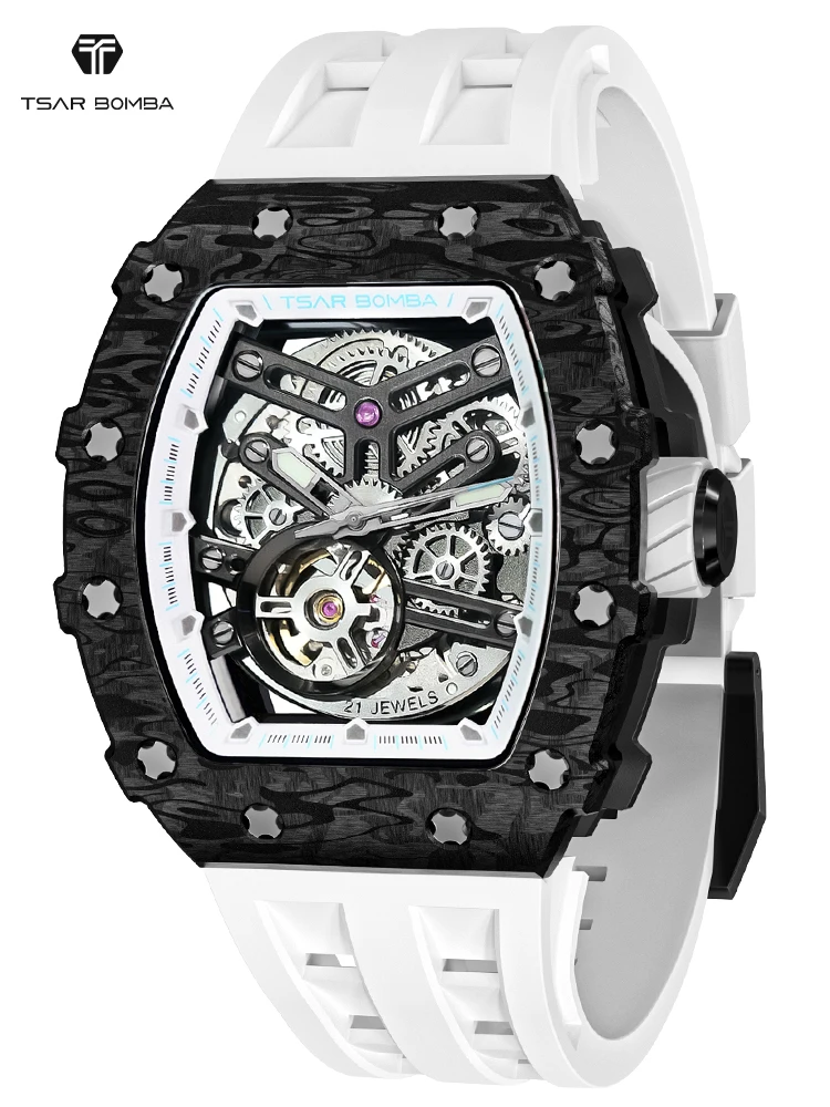 TSAR BOMBA Carbon Fiber Mens Watch Automatic Watch for Men Mechanical Skeleton WristWatch Waterproof Clock Christmas Gift
TSAR BOMBA Carbon Fiber Mens Watch Automatic Watch for Men Mechanical Skeleton WristWatch Waterproof Clock Christmas Gift
