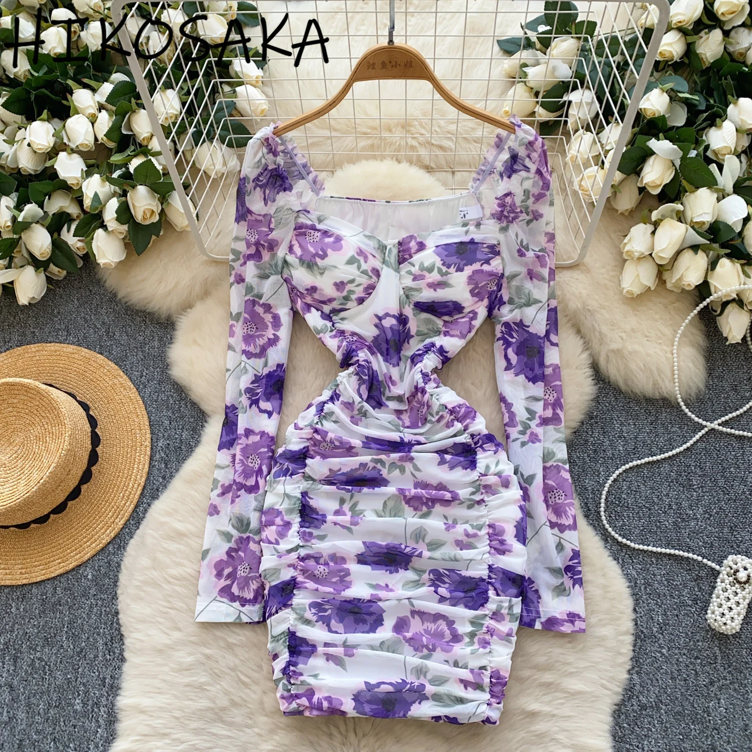 Sexy Square Collar Pleated Slim Fit Package Hip Dress French Style Vintage Long Sleeve Robe 2025 Spring Summer Elegant Vestidos
Sexy Square Collar Pleated Slim Fit Package Hip Dress French Style Vintage Long Sleeve Robe 2025 Spring Summer Elegant Vestidos