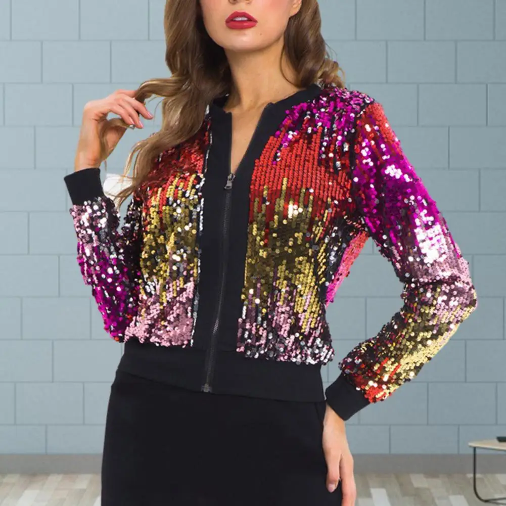Long Sleeve Women Jacket Sequin Zipper Closure V Neck Long Sleeve Gradient Color Cardigan for Women Soft Club Performance Party
Long Sleeve Women Jacket Sequin Zipper Closure V Neck Long Sleeve Gradient Color Cardigan for Women Soft Club Performance Party