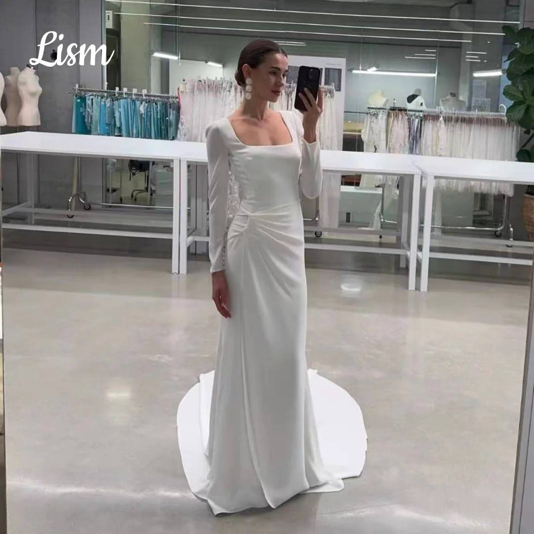 Lism Customized Modest Wedding Dresses Square Collar Pleated Mermaid Bridal Gown Formal Party Dresses Vestido De Novia 2026
Lism Customized Modest Wedding Dresses Square Collar Pleated Mermaid Bridal Gown Formal Party Dresses Vestido De Novia 2026