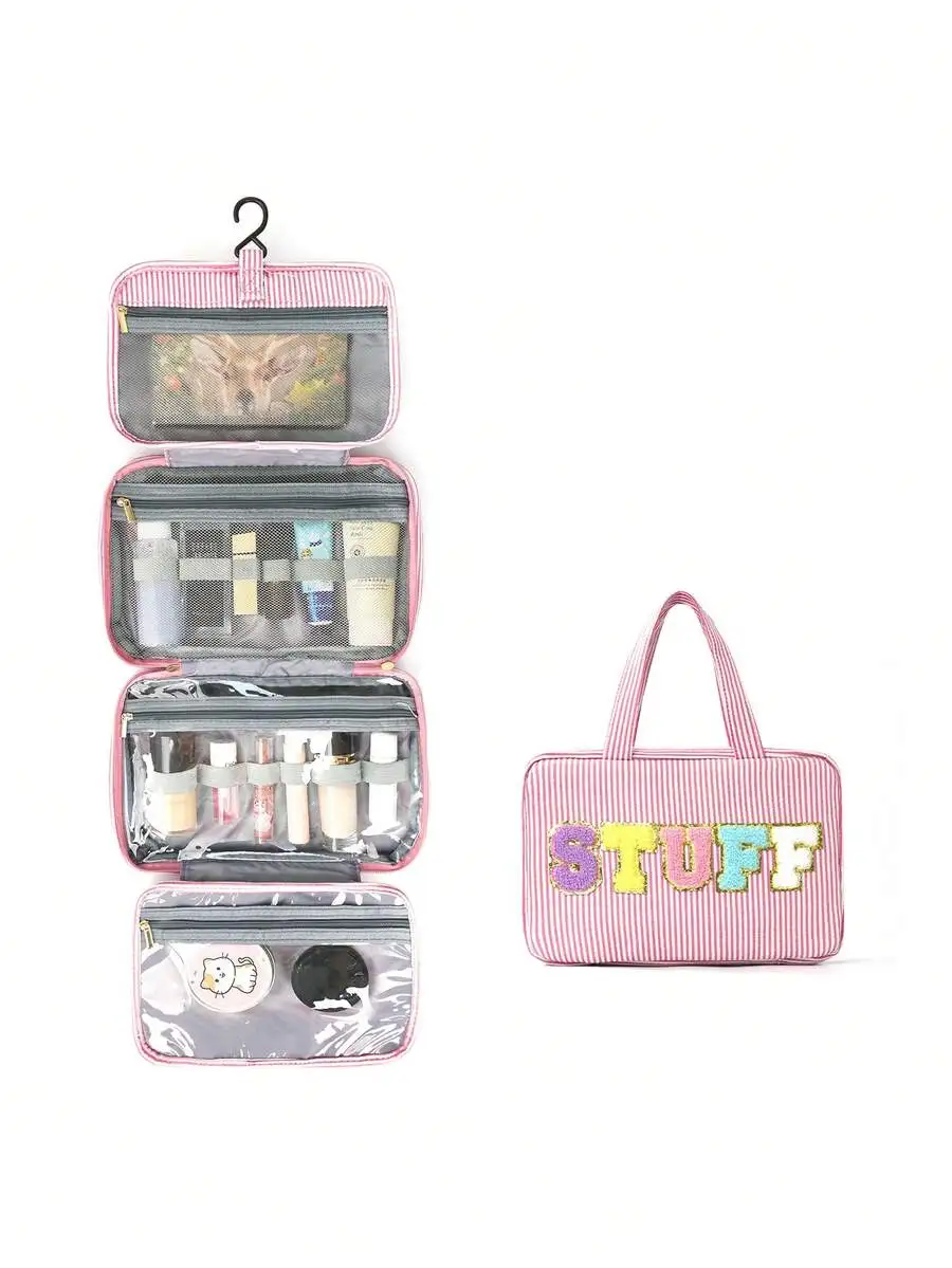 Four-Compartment Hanging Toiletry Organizer With Striped Design, Spacious Travel Makeup Bag For Cosmetics, Medicines And
Four-Compartment Hanging Toiletry Organizer With Striped Design, Spacious Travel Makeup Bag For Cosmetics, Medicines And