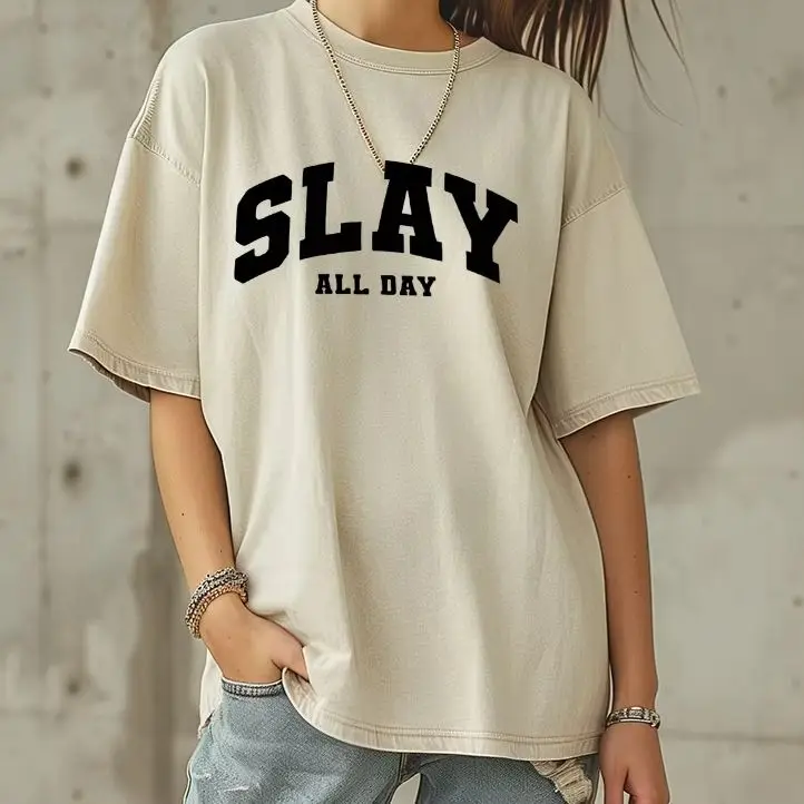 Casual Washed T-Shirt Retro Vintage Graphic Colorful Tees Tops Street Wear Y2K Women‘s Clothes Cotton Crew Neck Slay All Day 
Casual Washed T-Shirt Retro Vintage Graphic Colorful Tees Tops Street Wear Y2K Women‘s Clothes Cotton Crew Neck Slay All Day