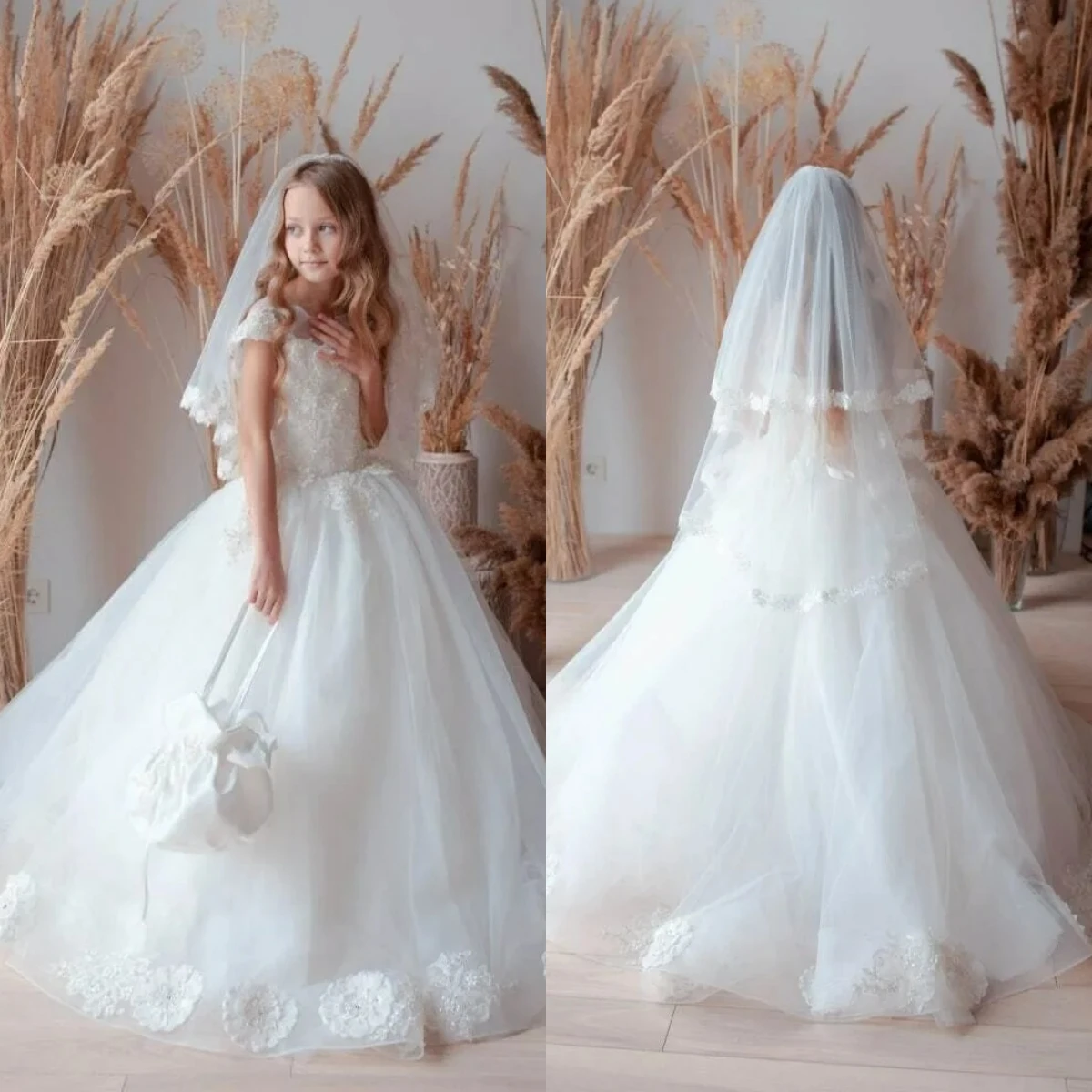 Holy White Flower Girl Dress Tulle Fluffy Quality Lace Appliques for Little Princess Kids Birthday Party Evening Ball Gowns
Holy White Flower Girl Dress Tulle Fluffy Quality Lace Appliques for Little Princess Kids Birthday Party Evening Ball Gowns