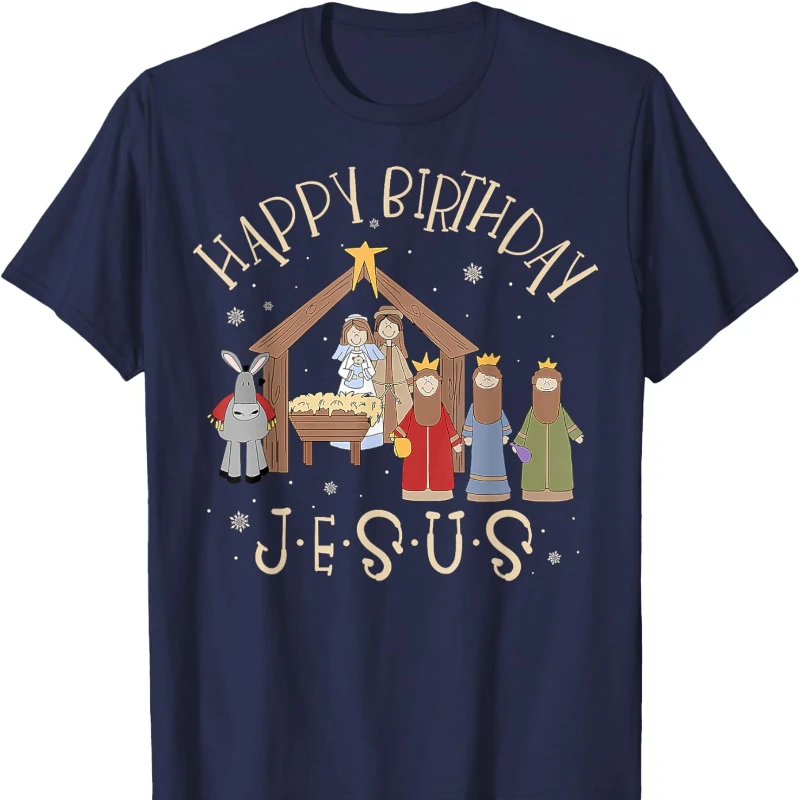 Nativity Happy Birthday Jesus Christmas Nativity - Camiseta Cristiana Crew Neck Short Sleeve Cotton Top Casual Soft Comfortable
Nativity Happy Birthday Jesus Christmas Nativity - Camiseta Cristiana Crew Neck Short Sleeve Cotton Top Casual Soft Comfortable