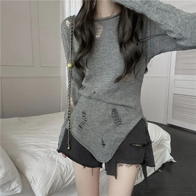 Hollow Out Long Sleeve O-Neck Solid Tops Tees Spring Summer New Hole Irregular Trend Pullovers Fashion Casual Women Clothing
Hollow Out Long Sleeve O-Neck Solid Tops Tees Spring Summer New Hole Irregular Trend Pullovers Fashion Casual Women Clothing