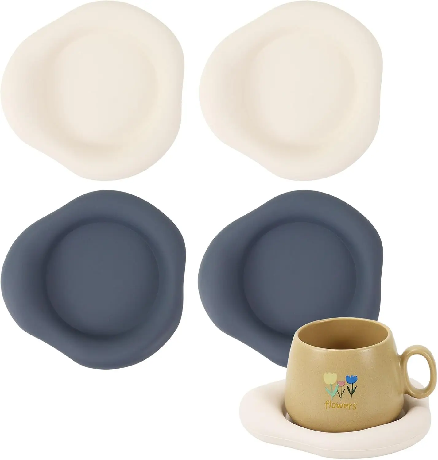 Cloud Shaped Silicone Coasters, 4 Pack 5.9 Inch Large Absorbent Drink Mats, Non-Slip Heat Resistant White Navy Blue Table Coaste
Cloud Shaped Silicone Coasters, 4 Pack 5.9 Inch Large Absorbent Drink Mats, Non-Slip Heat Resistant White Navy Blue Table Coaste