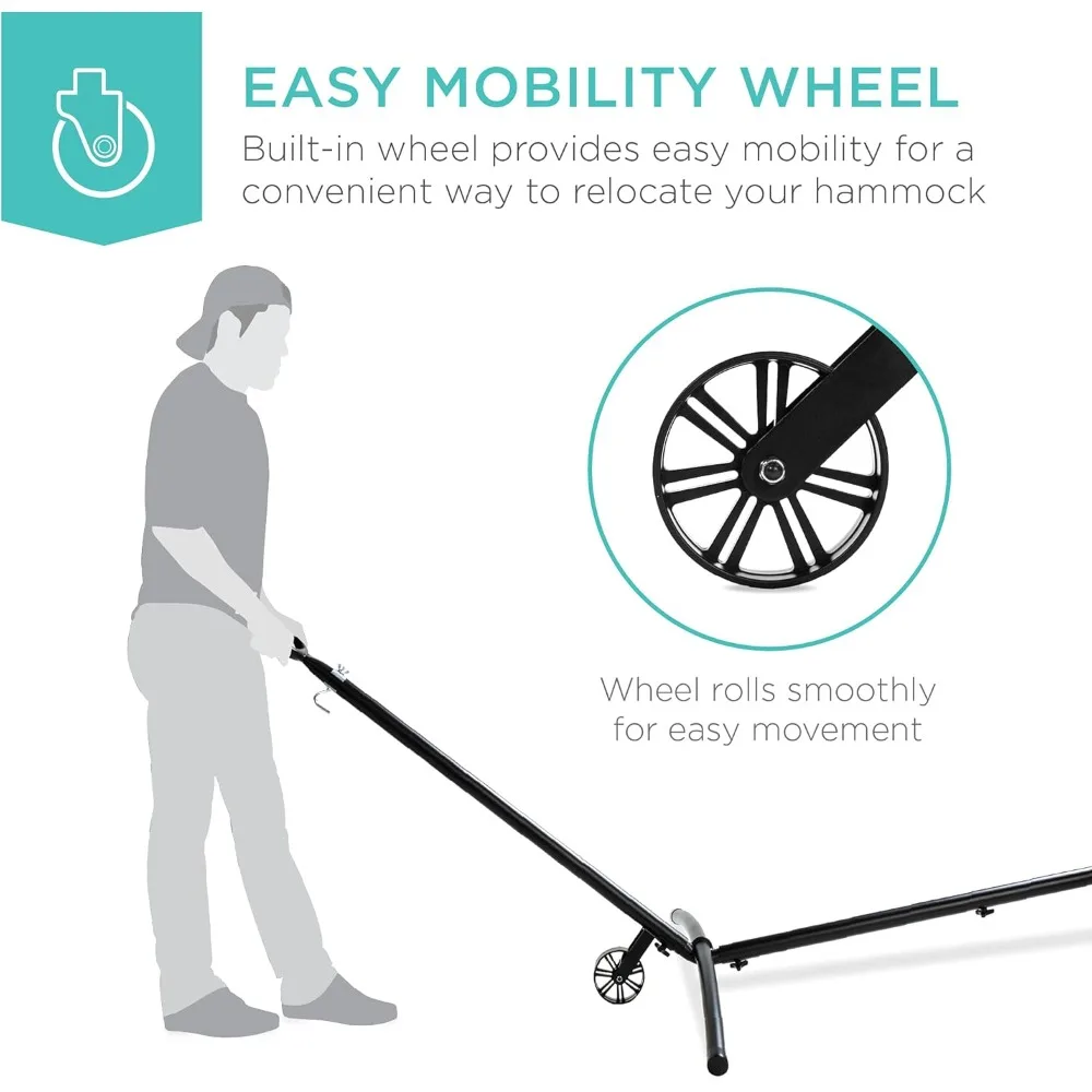 Portable Heavy-Duty 9ft Steel Hammock Stand w/Built-in Wheel, Carrying Case, Weather-Resistant Finish, 450lb Capacity
Portable Heavy-Duty 9ft Steel Hammock Stand w/Built-in Wheel, Carrying Case, Weather-Resistant Finish, 450lb Capacity