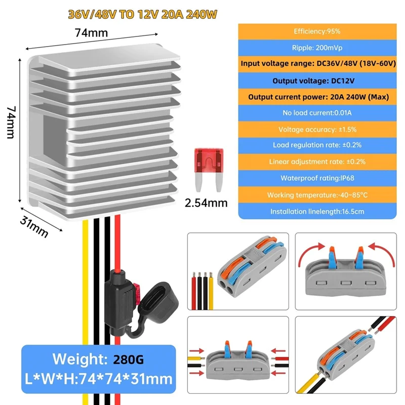 B18B понижающий регулятор тележки для гольфа 10A 120 Вт 18 В 24 В 36 В 48 В до 12 В понижающий преобразователь с предохранителем водонепроницаемый трансформатор 
B18B понижающий регулятор тележки для гольфа 10A 120 Вт 18 В 24 В 36 В 48 В до 12 В понижающий преобразователь с предохранителем водонепроницаемый трансформатор