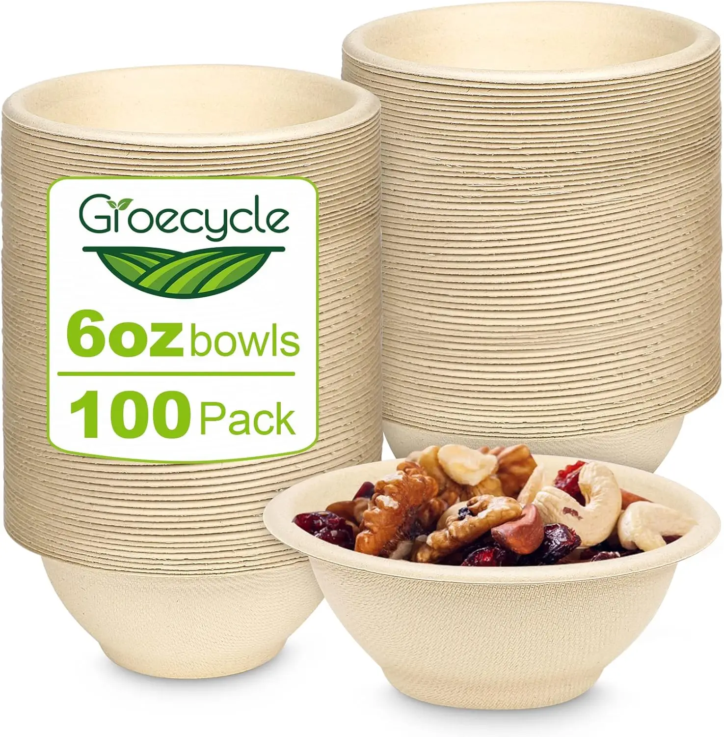 6 oz Compostable Paper Bowls, 100 Pack Biodegradable Bagasse Bowls for Condiments Sauces Ice Cream
6 oz Compostable Paper Bowls, 100 Pack Biodegradable Bagasse Bowls for Condiments Sauces Ice Cream