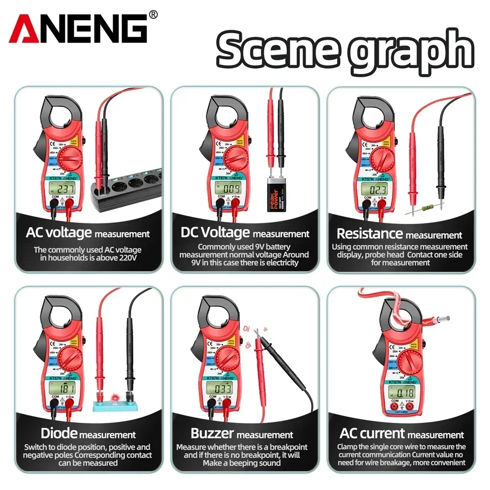 ANENG KT87N Digital Multimeter Clamp Meters AC/DC Voltage Current Tester 600v True RMS Multimeter Capacitance Electrical Tools
ANENG KT87N Digital Multimeter Clamp Meters AC/DC Voltage Current Tester 600v True RMS Multimeter Capacitance Electrical Tools