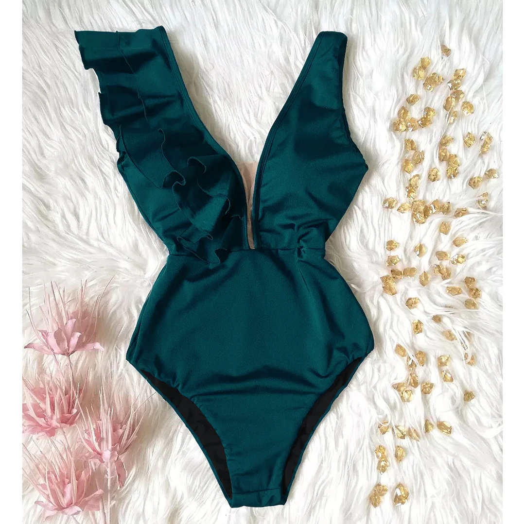 2025 Ruffle One Piece Swimsuit New Off The Shoulder Swimwear Women Solid Deep-V Bathing Suits Beach Wear Swim Suit Biquini
2025 Ruffle One Piece Swimsuit New Off The Shoulder Swimwear Women Solid Deep-V Bathing Suits Beach Wear Swim Suit Biquini