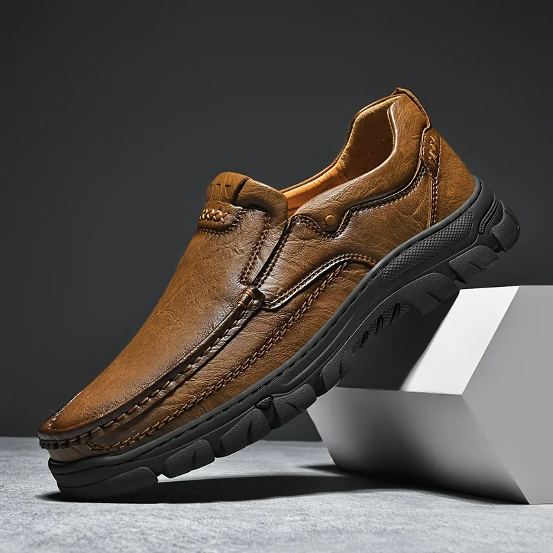 Stitching PU Casual Loafers, Wear-resistant Anti-skid Slip On Shoes For Outdoor Walking Driving, 's Office Daily Footwear
Stitching PU Casual Loafers, Wear-resistant Anti-skid Slip On Shoes For Outdoor Walking Driving, 's Office Daily Footwear