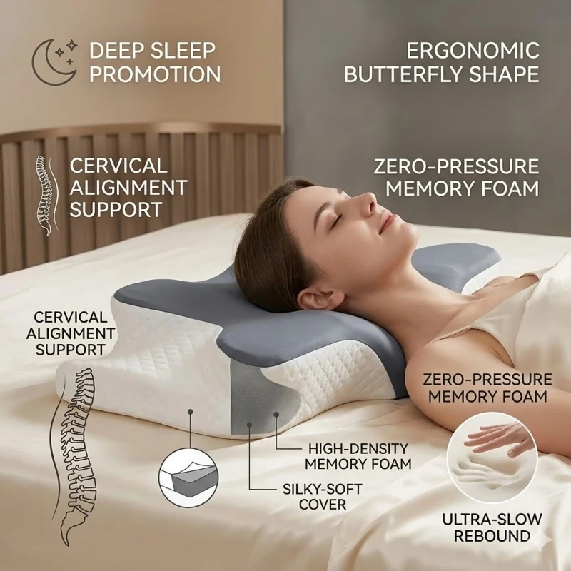 New Solid Color Memory Foam Horn Butterfly Pillow , Special-shaped Slow Rebound Neck Protection , Sleep Pillow , Grey Pink Blue
New Solid Color Memory Foam Horn Butterfly Pillow , Special-shaped Slow Rebound Neck Protection , Sleep Pillow , Grey Pink Blue