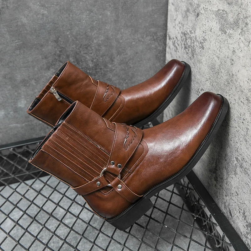 Мужские кожаные ковбойские ботинки, коричневые ботинки на молнии, высокие рыцарские ботильоны, большой размер 46, 2023
Мужские кожаные ковбойские ботинки, коричневые ботинки на молнии, высокие рыцарские ботильоны, большой размер 46, 2023