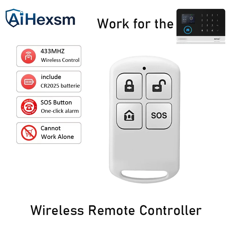 433MHz Wireless Remote Control Detector EV1527 Encoding for Remotely Arm/Disarm PG103 107 G30 Home Burglar Security Alarm System
433MHz Wireless Remote Control Detector EV1527 Encoding for Remotely Arm/Disarm PG103 107 G30 Home Burglar Security Alarm System