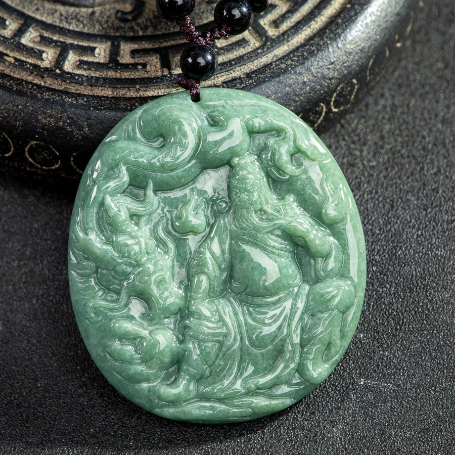 TIMESWIND Natural A-type Jade Green Zodiac Dragon Guan Gong Pendant Men Necklace with Certificate
TIMESWIND Natural A-type Jade Green Zodiac Dragon Guan Gong Pendant Men Necklace with Certificate