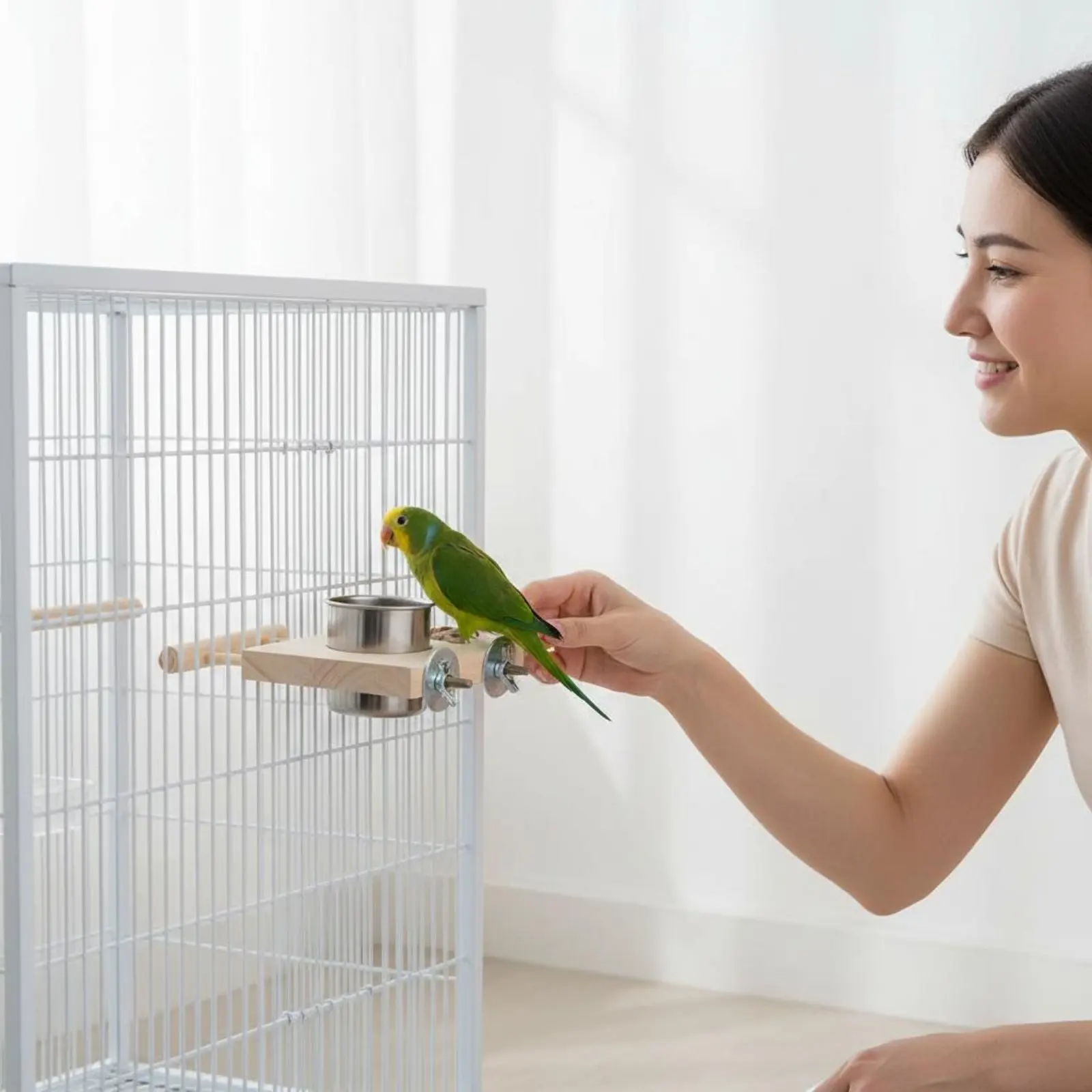 Parrot Perch Feeder Easy to Clean Enclosure Mounted Avian Feeder Perch Enclosure Mount Food Water Dish Removable Bowls Pet
Parrot Perch Feeder Easy to Clean Enclosure Mounted Avian Feeder Perch Enclosure Mount Food Water Dish Removable Bowls Pet