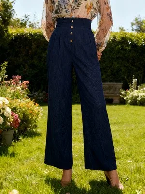 Spring Women's Clothing High Waist Wide Leg Pants For Woman Elegant Office Wear Polyester Vintage Flowy Tailored Trousers
Spring Women's Clothing High Waist Wide Leg Pants For Woman Elegant Office Wear Polyester Vintage Flowy Tailored Trousers