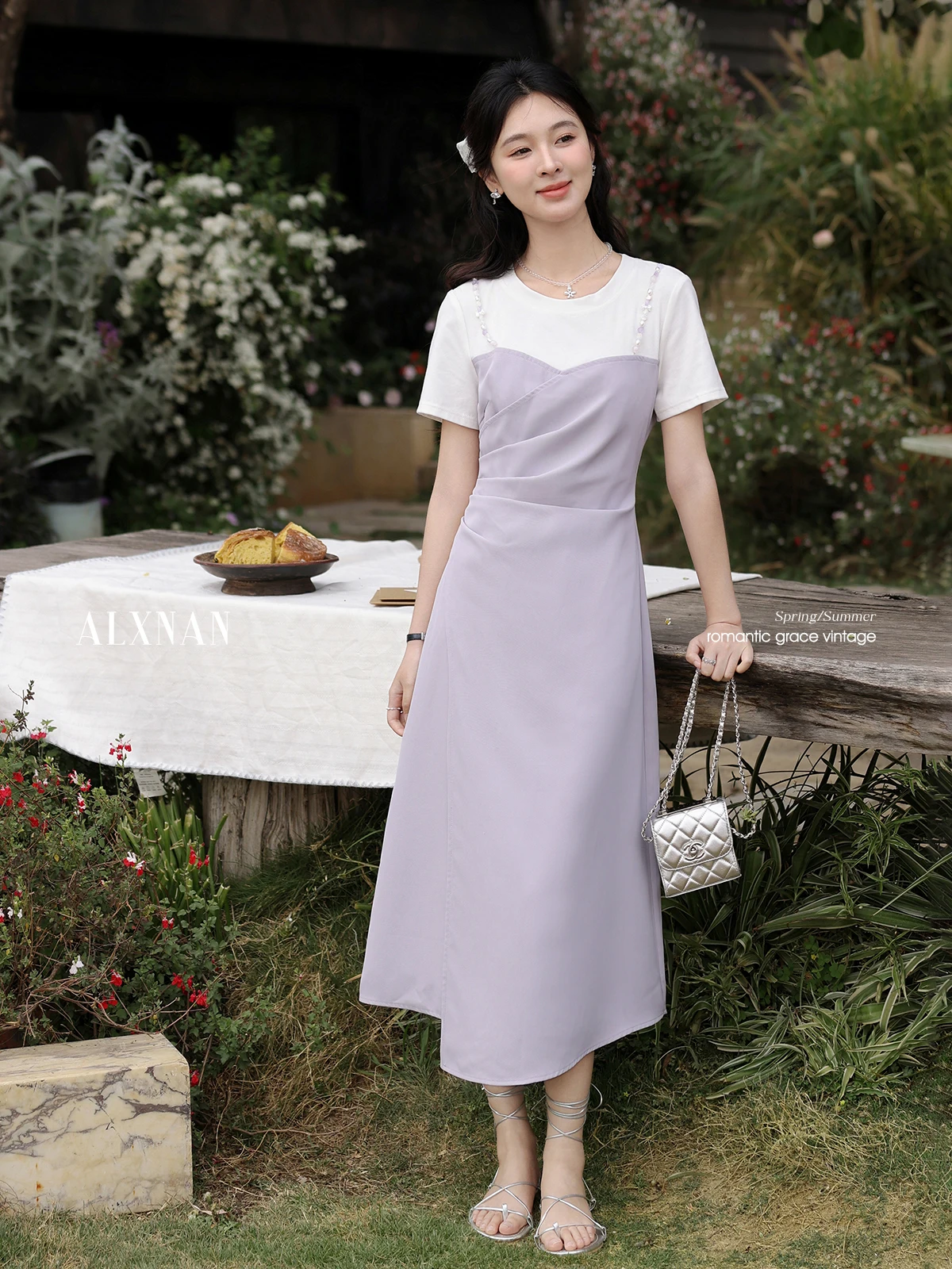 ALXNAN Women's Long Dress 2025 Summer Purple Elegant Color-Block Dress Holiday Beach Short Sleeve Midi Ladies Clothing L55220
ALXNAN Women's Long Dress 2025 Summer Purple Elegant Color-Block Dress Holiday Beach Short Sleeve Midi Ladies Clothing L55220