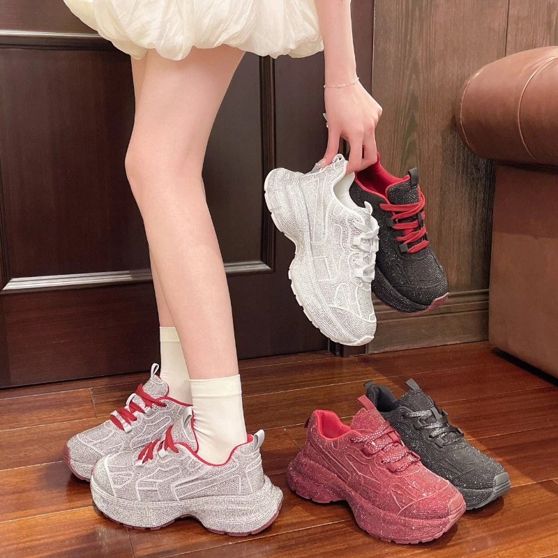 Fashion Women Bling Running Shoes Women's Chunky Sneakers Casual Pu Leather Breathable Increased Height Flat Platform Footwears
Fashion Women Bling Running Shoes Women's Chunky Sneakers Casual Pu Leather Breathable Increased Height Flat Platform Footwears