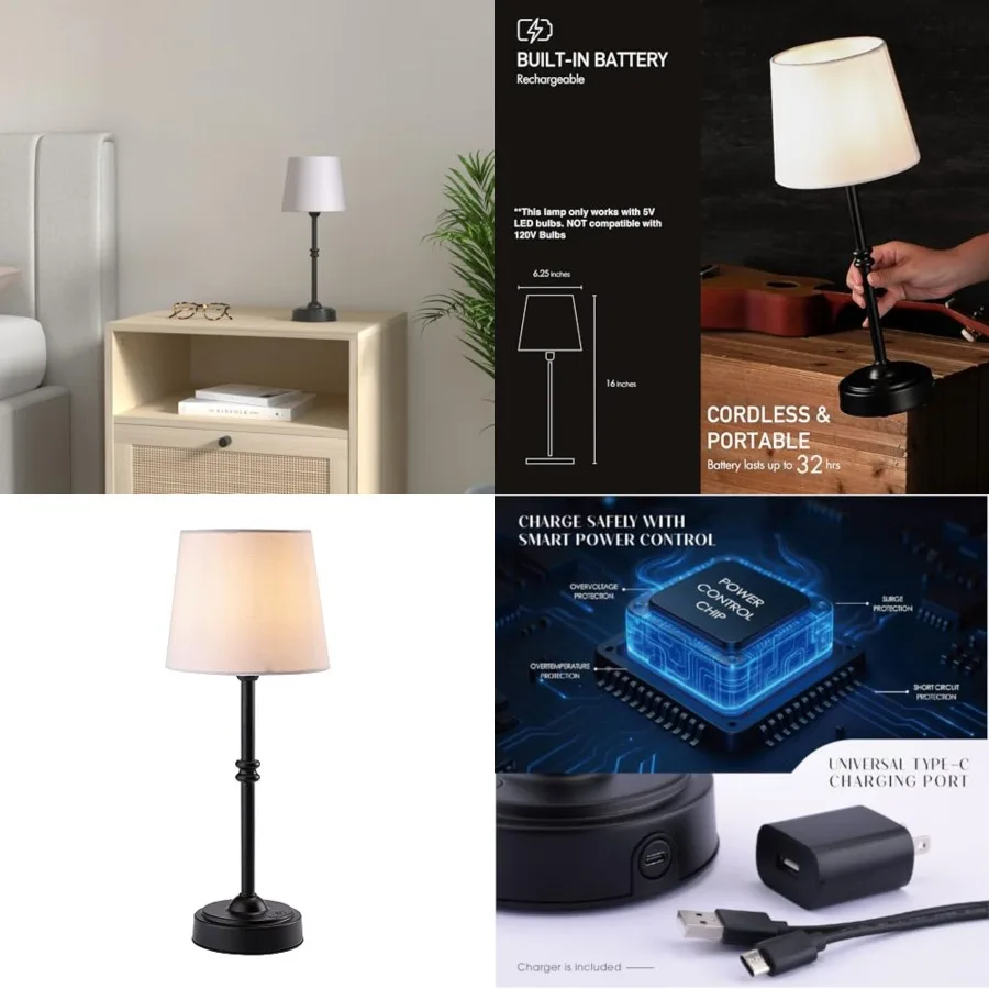 O'Bright Seraph - Cordless LED Table Lamp with Dimmer, Built-in Rechargeable Battery, 3-Level Brightness, Patio Table Lamp, Bed
O'Bright Seraph - Cordless LED Table Lamp with Dimmer, Built-in Rechargeable Battery, 3-Level Brightness, Patio Table Lamp, Bed
