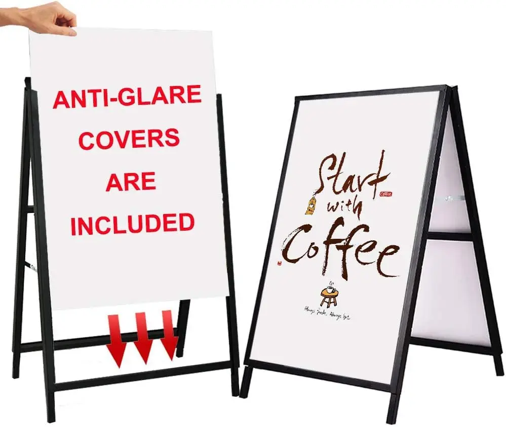 Heavy Duty Double-Sided Sandwich Board Sign, 24x36 Inches with Anti-Glare Covers for Indoor and Outdoor Business Use
Heavy Duty Double-Sided Sandwich Board Sign, 24x36 Inches with Anti-Glare Covers for Indoor and Outdoor Business Use