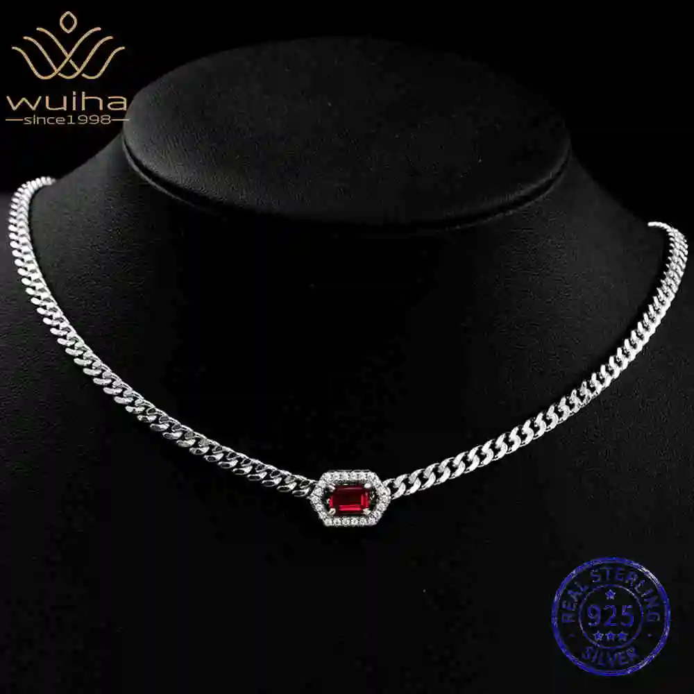 WUIHA Vintage 925 Sterling Silver 5 * 7 MM Emerald Cut Lab Sapphire Ruby Gemstone Cuban Pendant Necklace Choker Fine Jewelry
WUIHA Vintage 925 Sterling Silver 5 * 7 MM Emerald Cut Lab Sapphire Ruby Gemstone Cuban Pendant Necklace Choker Fine Jewelry