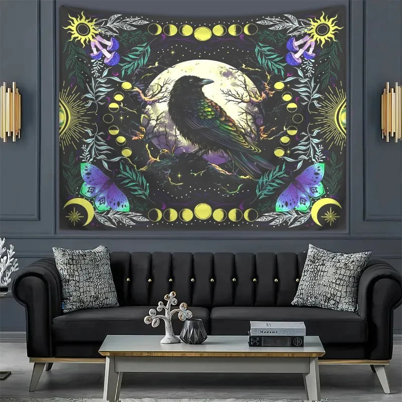 1pc Crow moon tapestry, mysterious atmosphere mushroom butterfly tapestry, starry sky natural leaf plant tapestry 180X320CM
1pc Crow moon tapestry, mysterious atmosphere mushroom butterfly tapestry, starry sky natural leaf plant tapestry 180X320CM