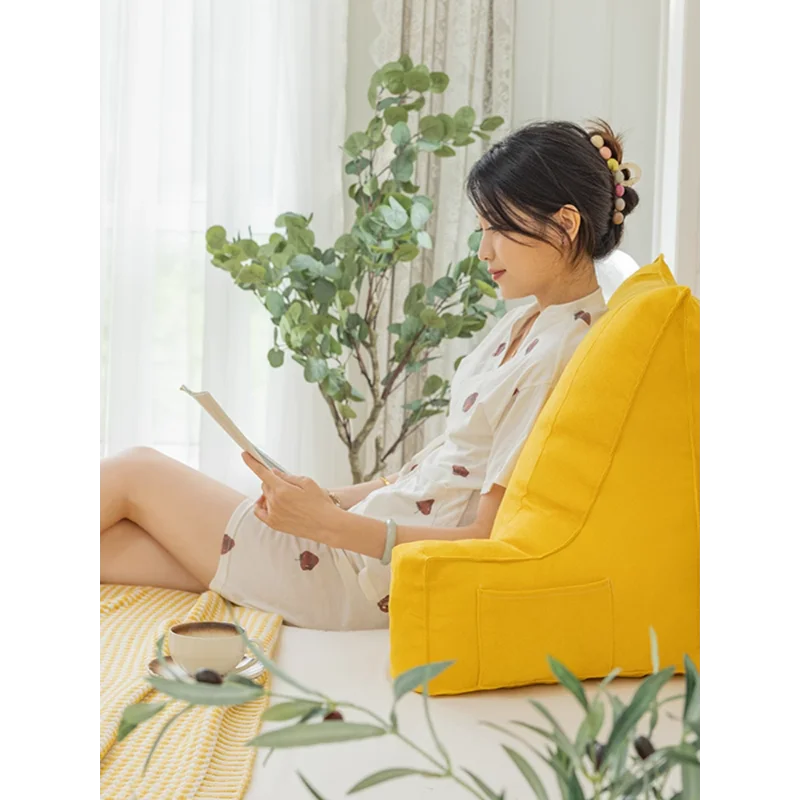 Large single bedside cushion, soft bag, waist protection, backrest pillow, bay window table, reading and playing with mobile pho 
Large single bedside cushion, soft bag, waist protection, backrest pillow, bay window table, reading and playing with mobile pho