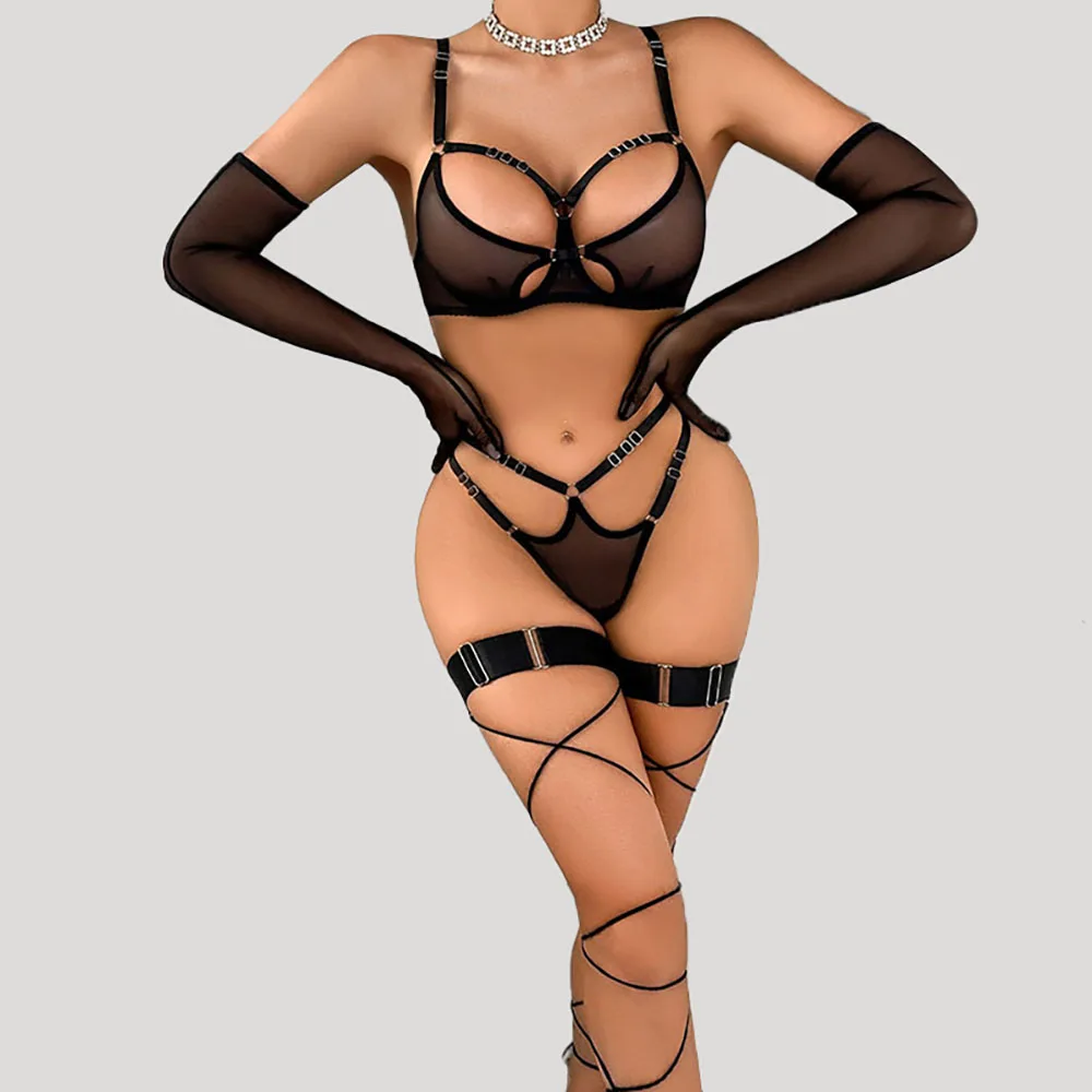 Sexy Lingeries Transparent Mesh Bandage Bra Fancy Cut Out Panty Set with Gloves Sexy Hot Adult Harness Set Women Sexy Underwear
Sexy Lingeries Transparent Mesh Bandage Bra Fancy Cut Out Panty Set with Gloves Sexy Hot Adult Harness Set Women Sexy Underwear