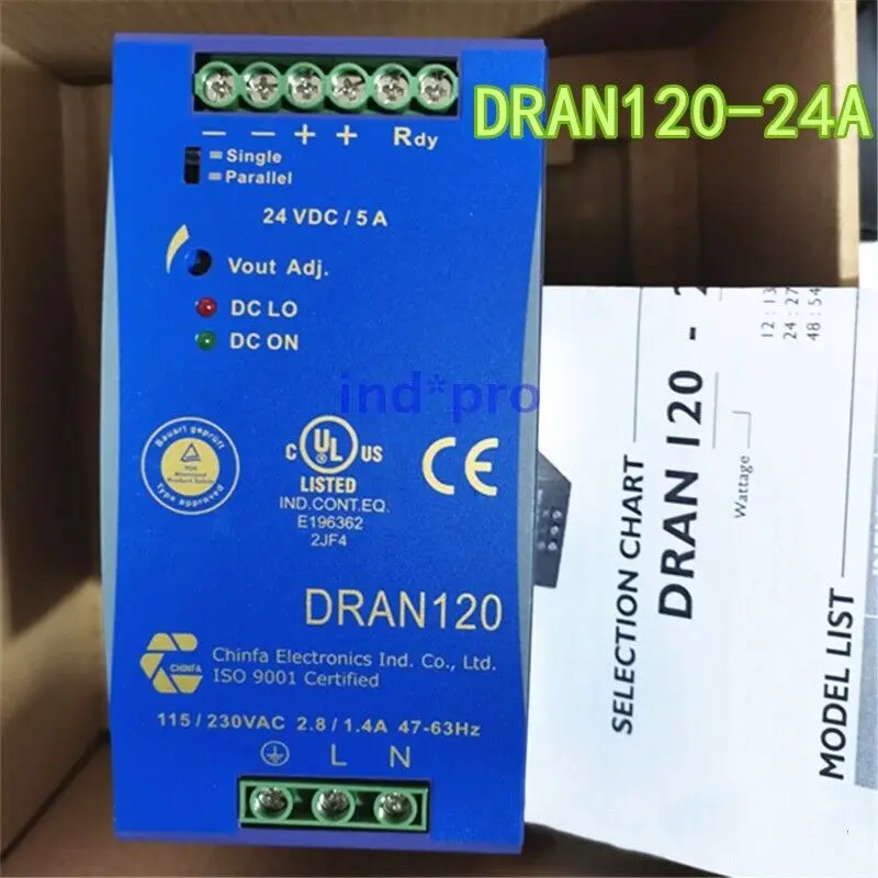 Новый DRAN120-24A импульсный источник питания 115/230VAC 24VDC 120W
Новый DRAN120-24A импульсный источник питания 115/230VAC 24VDC 120W