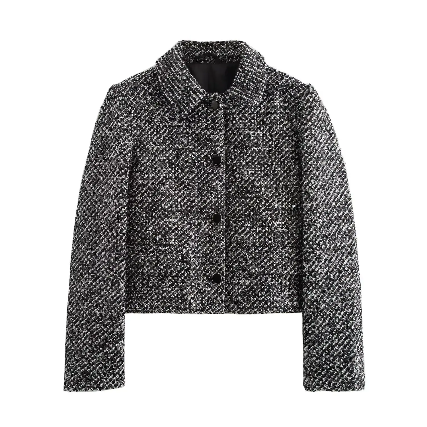 Shiny Texture Embellished Fringe Coat Women's Short Style Retro Autumn New Arrival Tweed Collar Jacket Female Fashion
Shiny Texture Embellished Fringe Coat Women's Short Style Retro Autumn New Arrival Tweed Collar Jacket Female Fashion