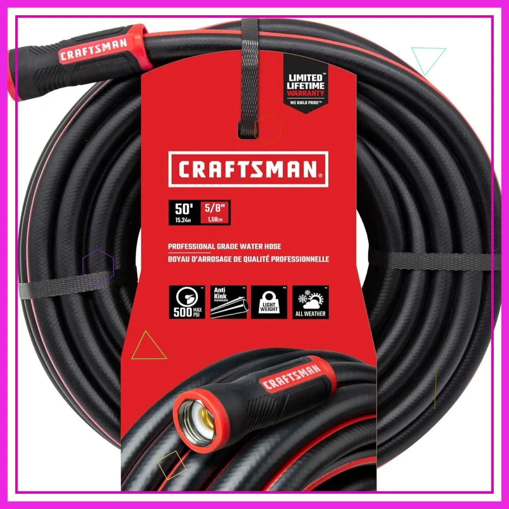 Heavy Duty Professional Garden Hose, 50ft x 5/8 Inch, Flexible & Durable for Homeowners & Professionals
Heavy Duty Professional Garden Hose, 50ft x 5/8 Inch, Flexible & Durable for Homeowners & Professionals