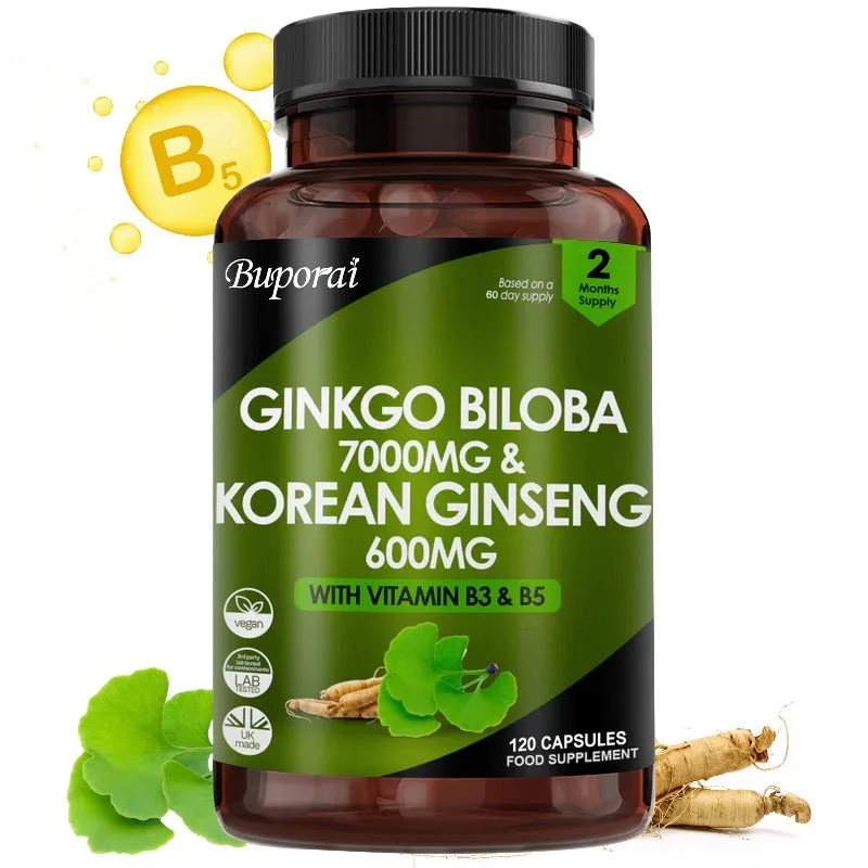 Ginkgo Biloba and Korean Ginseng - Reduce Fatigue, Supports Memory and Brain Function, Improves Mental Clarity, Non-GMO
Ginkgo Biloba and Korean Ginseng - Reduce Fatigue, Supports Memory and Brain Function, Improves Mental Clarity, Non-GMO